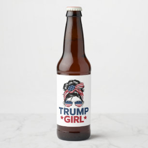 Etiqueta Para Botella De Cerveza Chica Trump Moño Desordenado Trump 2024 Elección A