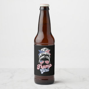 Etiqueta Para Botella De Cerveza Chica Trump Pelo Desordenado Vintage USA Bandera A