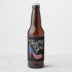 Etiqueta Para Botella De Cerveza Chica Trump Tacón Alto Bandera Americana Brillo Pa