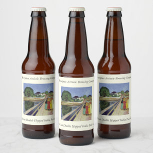 Etiqueta Para Botella De Cerveza Chicas de Edvard Munch Painting en el puente (c 19