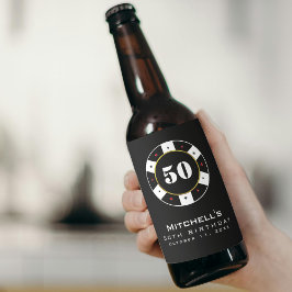 Etiqueta Para Botella De Cerveza Chip de póquer 50.ª fiesta de cumpleaños negro