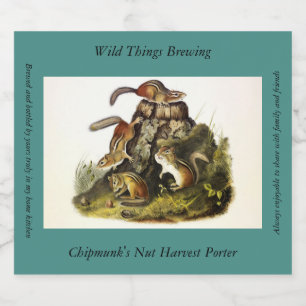 Etiqueta Para Botella De Cerveza Chip Squirrel ( Eastern Chipmunk ) por Audubon