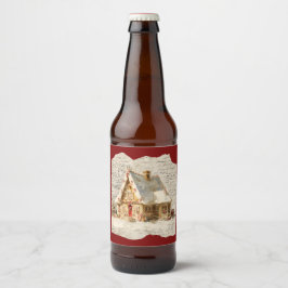 Etiqueta Para Botella De Cerveza Christmas toile Santa