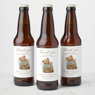 Etiqueta Para Botella De Cerveza Chubasquero Oso Mamá Oso de Peluche Baby Shower