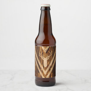 Etiqueta Para Botella De Cerveza Ciervos de Boho en la madera rústica