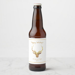 Etiqueta Para Botella De Cerveza Ciervos modernos del oro, día de fiesta