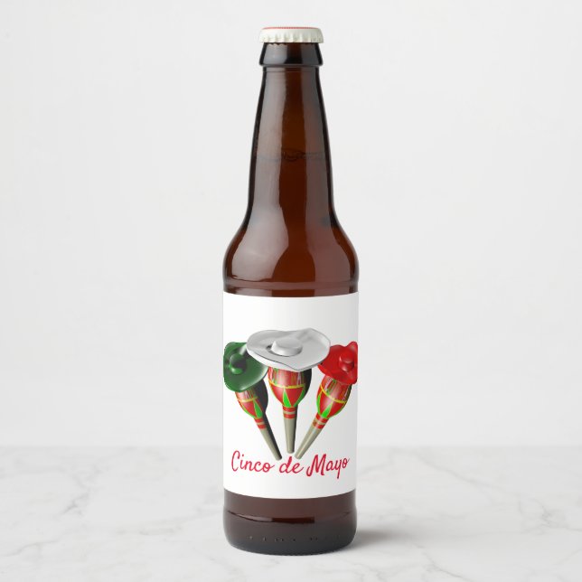 Etiqueta Para Botella De Cerveza Cinco de mayo, fiesta mexicana (Anverso)