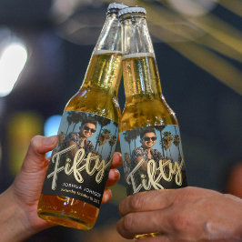 Etiqueta Para Botella De Cerveza Cincuenta y cincuenta años de fiesta de cumpleaños