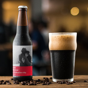 Etiqueta Para Botella De Cerveza Cita roja y foto de moda   Valentines Gift