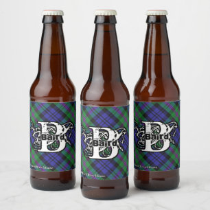 Etiqueta Para Botella De Cerveza Clan Baird Tartan Monogram