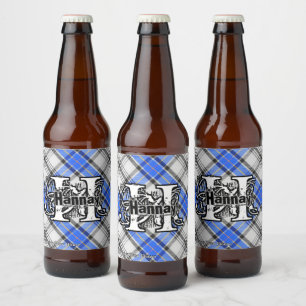 Etiqueta Para Botella De Cerveza Clan Hannay Tartan Monograma