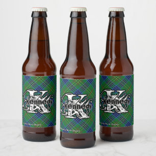 Etiqueta Para Botella De Cerveza Clan Kennedy Tartan Monograma