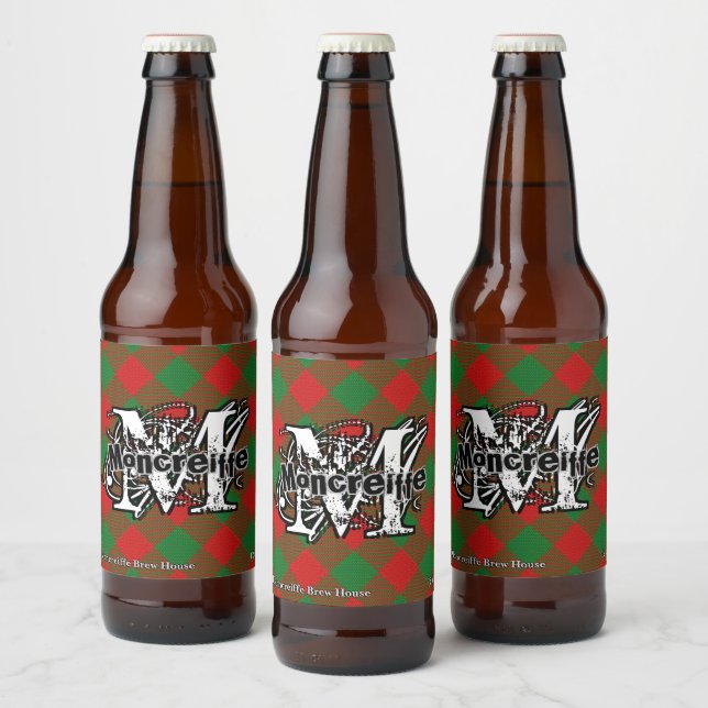 Etiqueta Para Botella De Cerveza Clan Moncreiffe Tartán Monograma (Botellas)