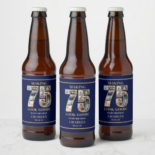 Etiqueta Para Botella De Cerveza Colaje de Fotos 'Hacer que 75 se Vea Bien' Cumplea