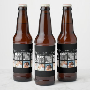 Etiqueta Para Botella De Cerveza Colaje de fotos personalizadas negras para boda de
