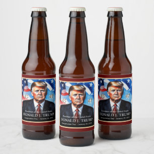 Etiqueta Para Botella De Cerveza Colectores únicos de la inauguración de Donald Tru