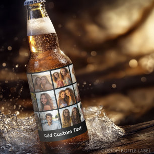 Etiqueta Para Botella De Cerveza Collage de 12 fotos de Instagram con fondo negro