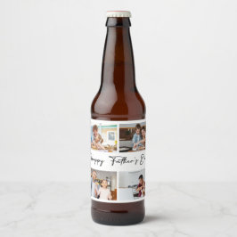 Etiqueta Para Botella De Cerveza Collage de fotos del Día de los Padres Felices