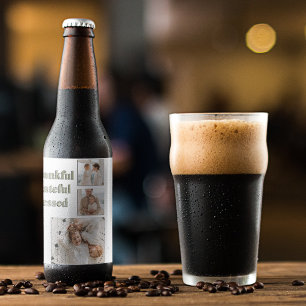 Etiqueta Para Botella De Cerveza Collage moderno de tres fotos Acción de gracias