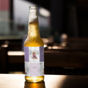 Etiqueta Para Botella De Cerveza Collage Photo Purple Mejor Regalo De Mamá Nunca