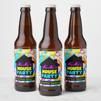 Etiqueta Para Botella De Cerveza Colorido Fiesta de Neon 90 retro Hip Hop