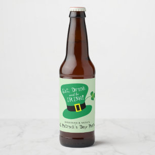 Etiqueta Para Botella De Cerveza Coma, bebe y sé irlandés Fiesta del Día de San Pat