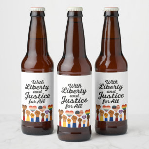 Etiqueta Para Botella De Cerveza Con libertad y justicia para todos protestan por l