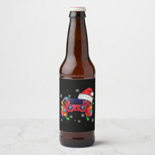 Etiqueta Para Botella De Cerveza Controlador de videojuegos sombrero de santa navid