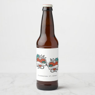 Etiqueta Para Botella De Cerveza Corazones de tatuaje, Boda gráfico de tatuajes