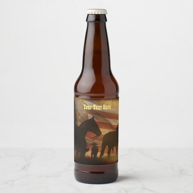 Etiqueta Para Botella De Cerveza Country Western Cowboy (Anverso)