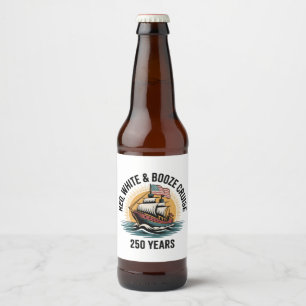Etiqueta Para Botella De Cerveza Cruzada de Rojo Blanco y Licor 250 años 4 de Julio