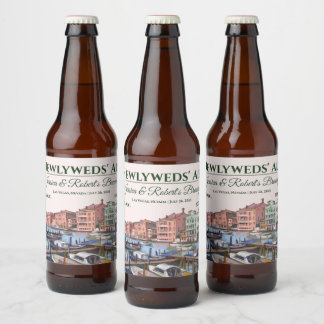Etiqueta Para Botella De Cerveza Cuadros del Gran Canal, Venecia, Boda de Italia