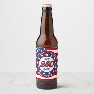 Etiqueta Para Botella De Cerveza Cumpleaños 250 de América con bandera de EE. UU.