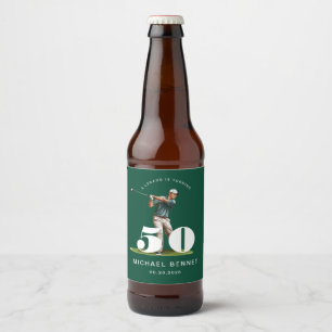 Etiqueta Para Botella De Cerveza Cumpleaños 50 personalizado de golf verde