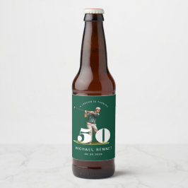 Etiqueta Para Botella De Cerveza Cumpleaños 50 Personalizado Golf Verde