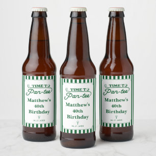 Etiqueta Para Botella De Cerveza Cumpleaños de golf masculino moderno para Par-Tee