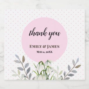 Etiqueta Para Botella De Cerveza Cute Boda, nevadas blancas, puntos rosados de polk