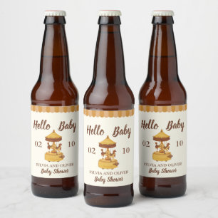 Etiqueta Para Botella De Cerveza Cute carrusel de agua neutra de género ducha de be