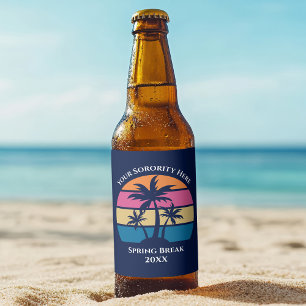 Etiqueta Para Botella De Cerveza Cute Personalizado Beach Fiesta Palm Trees Azul