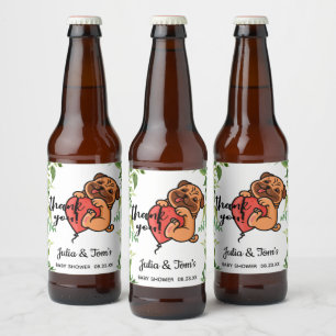 Etiqueta Para Botella De Cerveza Cute Pug Gracias Baby Shower