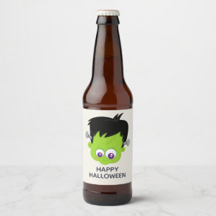 Etiqueta Para Botella De Cerveza Cuto verde Frankenstein Monster cara Halloween