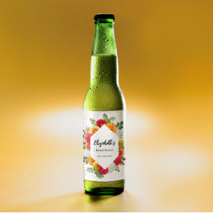 Etiqueta Para Botella De Cerveza Dalia floral otoñal Bridal Shower de otoño