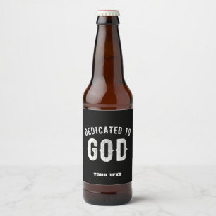 ETIQUETA PARA BOTELLA DE CERVEZA DEDICADO A DIOS PERSONALIZABLE GUAY TEXTO BLANCO