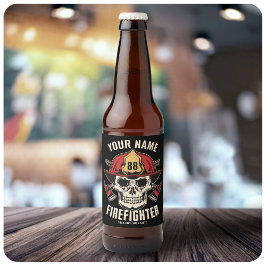Etiqueta Para Botella De Cerveza Departamento de bomberos de bomberos de cráneo per