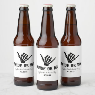 Etiqueta Para Botella De Cerveza Despedida de soltera de esqueleto estrella de rock