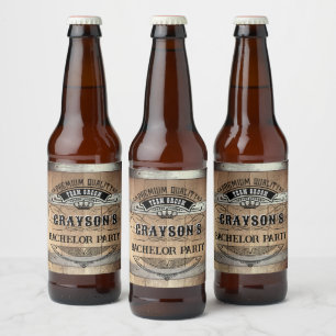 Etiqueta Para Botella De Cerveza Despedida de Soltero Barril de Whisky Rústico