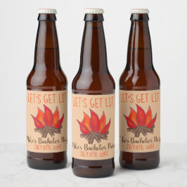 Etiqueta Para Botella De Cerveza Despedida de Soltero Fiesta de Camping con Fuego d