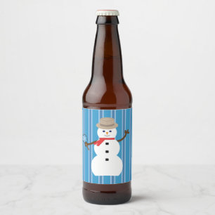 Etiqueta Para Botella De Cerveza Detective de Snowman azul divertido y divertido