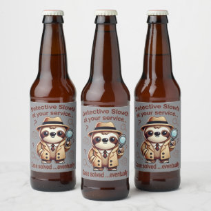 Etiqueta Para Botella De Cerveza "Detective Sloth" Sloth Private Eye
