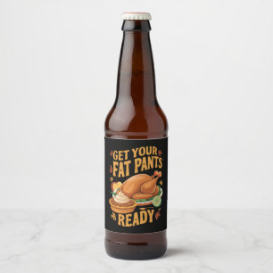 Etiqueta Para Botella De Cerveza Día de Acción de Gracias Divertido Prepara tus Pan